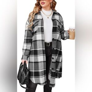 IN'VOLAND Womens Plus Size Flannel Plaid Shirts Long Sleeve